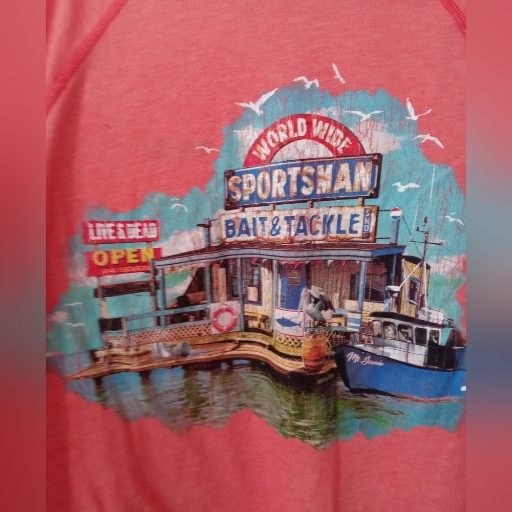 WorldWide Sportsman Long sleeve Papaya Fishing T Shirt Graphic on back XL NEW